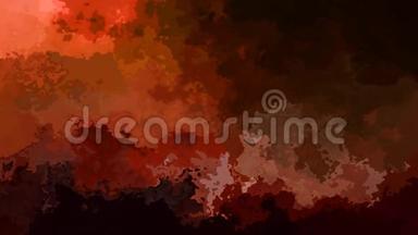 动画，彩色彩色背景，全高清无缝循环视频-水彩，斑点液体效果-彩色砖，红色，橙色，深色