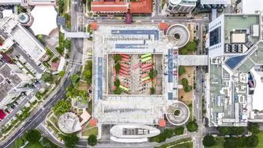 4新加坡市区公交总站和汽车<strong>交通运输</strong>的KUHD超延时。 无人机俯视图