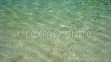 抽象纹理晶莹剔透的海<strong>水背景</strong>，美丽的热带海滩。 慢动作。