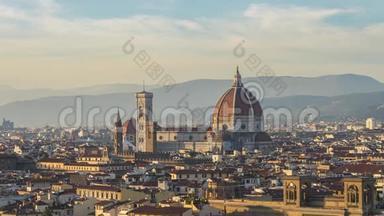 意大利佛罗伦萨的日落景色佛罗伦萨的城市天际线