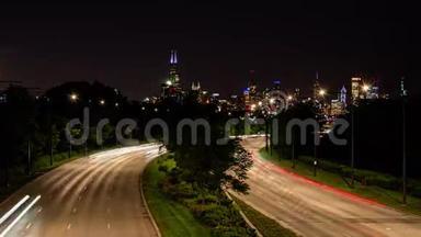 美国芝加哥s曲线上快速移动的交通的时间间隔。