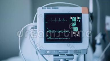 医院剧院的心率监测仪。 麻醉手术医院医用生命体征监测仪