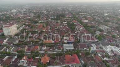 鸟瞰印尼日惹.. 住宅<strong>小区</strong>及街道，鸟瞰图..