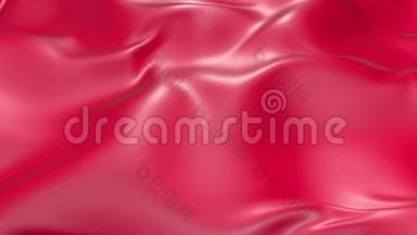 波状<strong>红色</strong>布面的4k<strong>三维</strong>软动画，形成涟漪，如在流体表面或组织中的褶皱。 <strong>红色</strong>