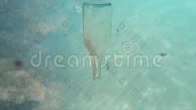 令人惊叹的沙海海底慢镜头，水獭的手从海底升起