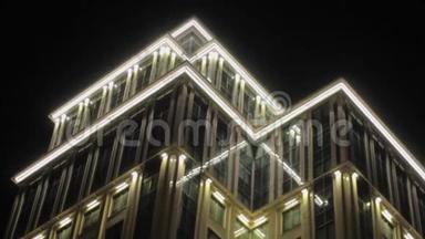高科技摩天大楼夜间照明未来照明