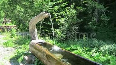 传统的木头喷泉是用木头做的。 奥地利蒂罗尔