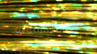 抽象的水平光泽背景从金箔散焦bokeh。强光下的动态背景