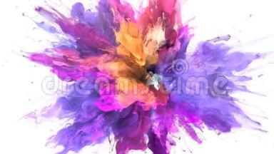 彩色爆炸-彩色紫黄色烟雾爆炸液颗粒阿尔法哑光