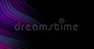 4k抽象背景，蓝色，紫色，紫色和粉红色霓虹灯发光线在黑色。 演示<strong>文稿模板</strong>