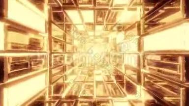 抽象玻璃隧道与发光颜色背景壁纸三维插图运动背景无尽循环