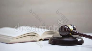 桌上有书，声块上有木槌，政府<strong>宪法</strong>，法律秩序