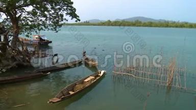 缅甸拉芬一条捕鱼河的景观