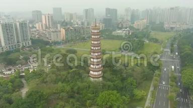 广州市赤岗宝塔.. 广东中国。 鸟瞰图