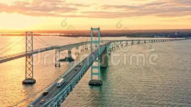 长崎湾大桥的无人机镜头