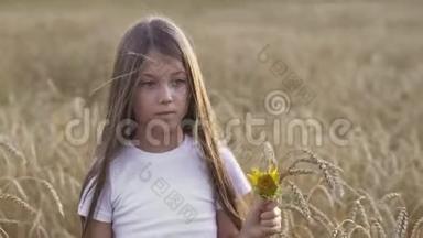 站在麦子里的漂亮姑娘的画像