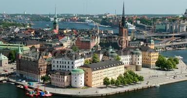 瑞典斯德哥尔摩。 Riddarholm Kyrka或Riddarholm建筑的俯视图，瑞典君主的<strong>埋葬</strong>地
