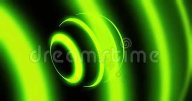 发光<strong>圆球</strong>绿色未来派图案代表一个发光原子-4k环