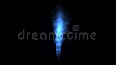 蓝色火焰颗粒烟雾，气体烟花燃烧，热气能量。