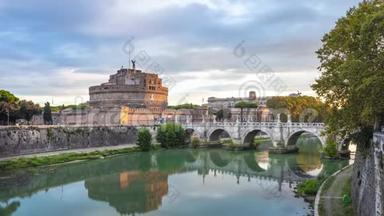 意大利罗马的卡斯特尔圣特`安杰洛和蒂伯河大桥