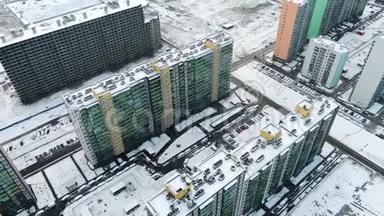 <strong>大城</strong>市高层住宅冬季鸟瞰图.. 动作。 现代冬季城市景观