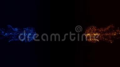 蓝橙碰撞粒子内部标志运动背景