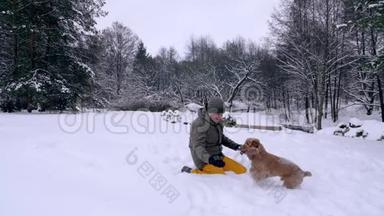 男人和他的狗，红发公鸡猎犬