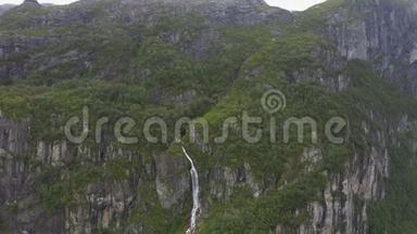 挪威，罗加兰县，Lysebotn，Lysefjord瀑布.. 空中录像。