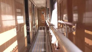室内走廊车厢舒适的火车车厢，旅行，背景