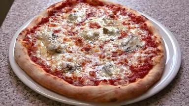 切比萨饼戈贡佐拉奶酪，意大利食品，餐厅