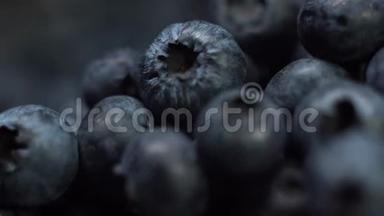 <strong>接近</strong>新鲜美味的蓝莓或美味的蓝莓在阳光下极端<strong>接近</strong>。