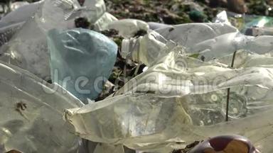 生态问题。 塑料垃圾在海洋和海岸，污染海洋。 黑色