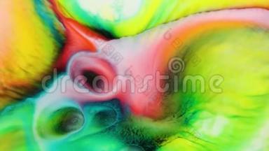 彩虹<strong>涂料</strong>在水中反应，创造奇妙的背景。 流体艺术。