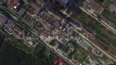 俯视供热站版图.. 空中观景管道电力厂区