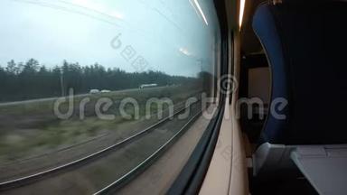 火车行驶过程中从窗口看到的景色.. 高镜头拍摄