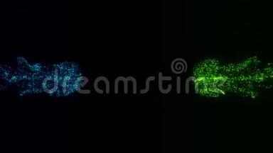 蓝绿色<strong>碰撞粒子</strong>内部标志运动背景