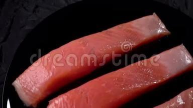 鲑鱼，海，海鲜，切片，牛排，<strong>寿司</strong>，背景，特写，<strong>高清</strong>，慢动作，