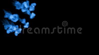 黑色背景上的蓝色荧光墨水。 三维渲染，与卢马哑光。 5