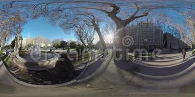 西班牙马德里Paseo del Prado的阿波罗喷泉360VR城市景观