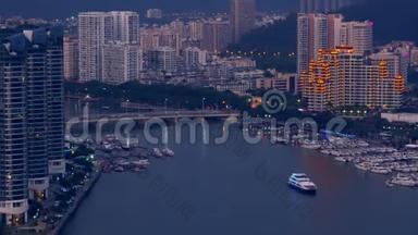长江、黄河、大桥的岛景。 现代建筑。 中国