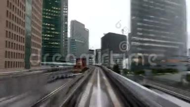 日本，东京，新过境Yurikamome线，正式称为新东京临水过境线，加速视频画面的发展