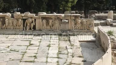希腊雅典卫城狄奥尼索斯剧院的雕刻浮雕