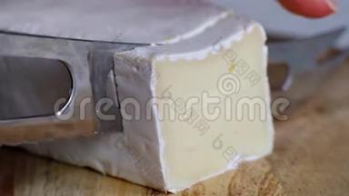 切软奶酪，法国布里或卡曼伯特，宏射