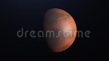 前往太空中的<strong>红色星球</strong>火星。 背景上的星星-4K
