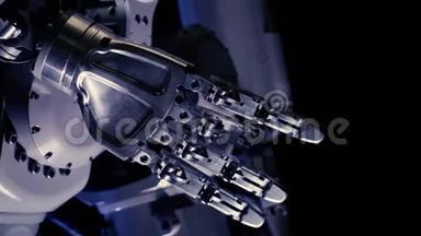 机器人的未来派臂。 创新的机械手。
