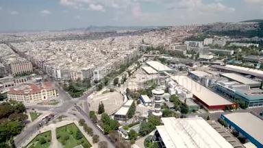 希腊塞萨洛尼基中心的鸟瞰图，无人驾驶飞机循环移动