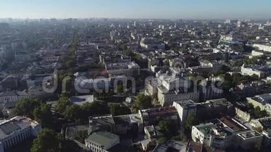 敖德萨<strong>市区老</strong>城区鸟瞰图。 4k视频