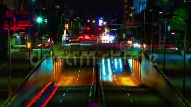 东京塞塔加亚市中心城市街道的夜间时间推移