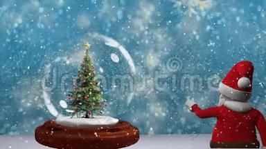 雪球和圣诞老人圣诞树上美丽的圣诞动画