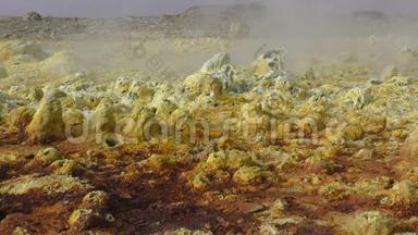 埃塞俄比亚Dallol火山<strong>爆炸</strong>坑内的Dallol黄色